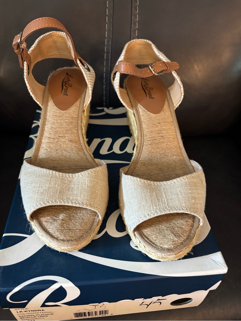 Lucky Brand “Kyndra” Natural-Platinum Metallic Linen. Size 9 1/2M